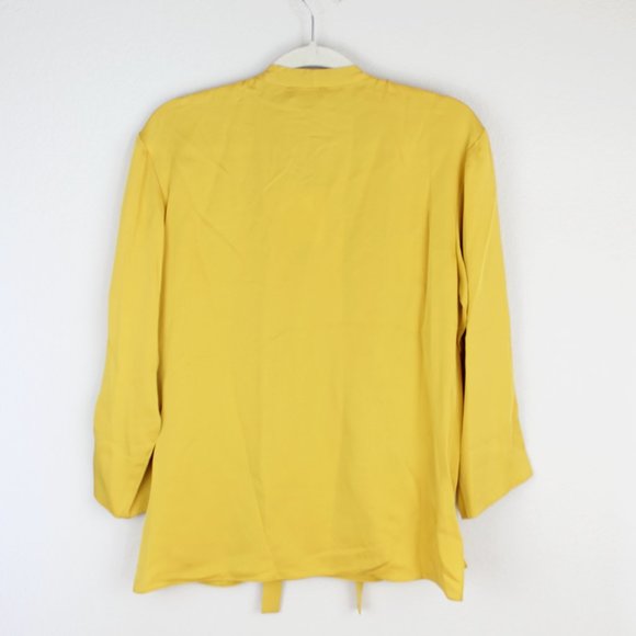 NWT Theory Silk V-neck Tie Blouse– Luxe Wrap Top for Office & Outings - Picture 9 of 15